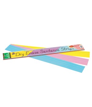 Dry Erase Sentence Strips, 3 Assorted Colors, 1-1/2" X 3/4" Ruled, 3" x 24", 30 Strips
