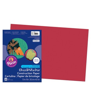 Construction Paper, Red, 12" x 18", 50 Sheets