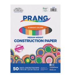 Construction Paper, 10 Assorted Colors, 9" x 12", 50 Sheets