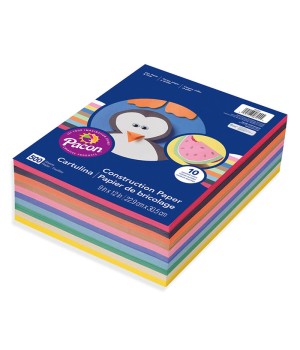 Lightweight Construction Paper, 10 Assorted Colors, 9" x 12", 500 Sheets