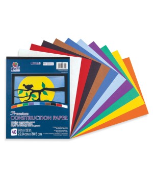 Construction Paper Pad, 10 Classic Colors, 9" x 12", 40 Sheets