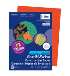 Construction Paper, Orange, 9" x 12", 50 Sheets