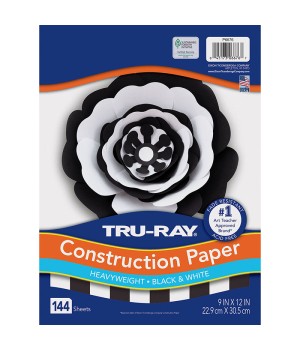 Premium Construction Paper, Black & White, 9" x 12", 144 Sheets