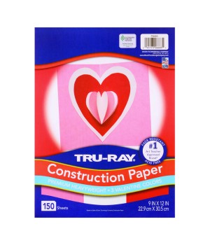 Construction Paper Valentine Assortment, 9" x 12", 150 Sheets