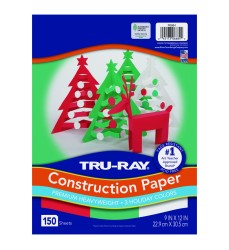 Construction Paper, Holiday Assortment, 9" x 12", 150 Sheets