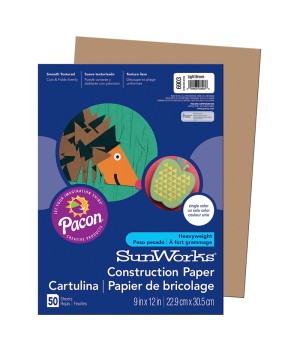 Construction Paper, Light Brown, 9" x 12", 50 Sheets