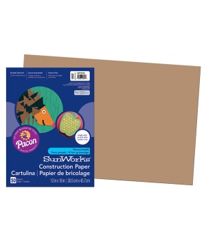 Construction Paper, Light Brown, 12" x 18", 50 Sheets