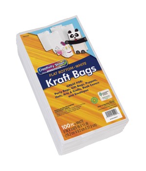 Kraft Bag, White, 6" x 3-5/8" x 11", 100 Bags