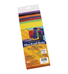 Mini Kraft Bag, Assorted Bright Colors, 4-1/8" x 2-5/8" x 8", 28 Bags