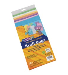 Kraft Bag, Assorted Pastel Colors, 6" x 3-5/8" x 11", 28 Bags