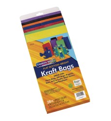 Kraft Bag, Assorted Bright Colors, 6" x 3-5/8" x 11", 28 Bags