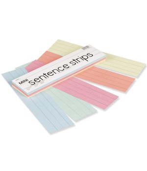 Mini Sentence Strips, 5 Assorted Colors, 1-1/2" x 3/4" Ruled, 3" x 12", 100 Strips