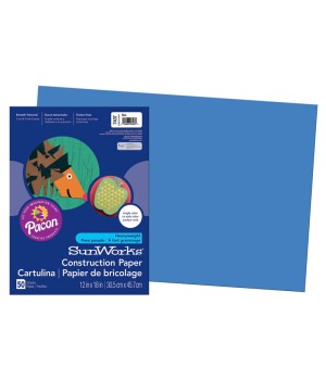 Construction Paper, Blue, 12" x 18", 50 Sheets