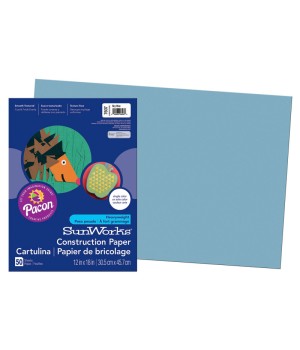 Construction Paper, Sky Blue, 12" x 18", 50 Sheets