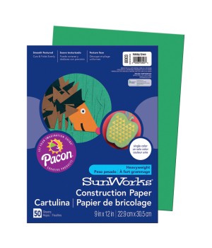 Construction Paper, Holiday Green, 9" x 12", 50 Sheets