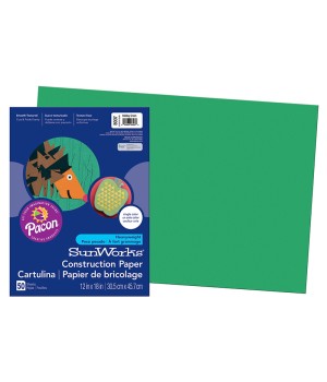 Construction Paper, Holiday Green, 12" x 18", 50 Sheets