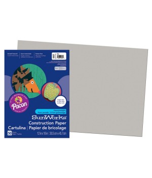 Construction Paper, Gray, 12" x 18", 50 Sheets