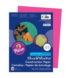 Construction Paper, Hot Pink, 9" x 12", 50 Sheets