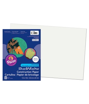 Construction Paper, White, 12" x 18", 50 Sheets