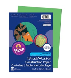 Construction Paper, Bright Green, 9" x 12", 50 Sheets
