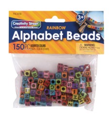 Alphabet Beads, Assorted Rainbow Colors, 6 mm, 150 Count