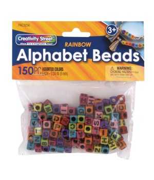 Alphabet Beads, Assorted Rainbow Colors, 6 mm, 150 Count