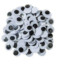 Wiggle Eyes, Black, 20 mm, 100 Pieces