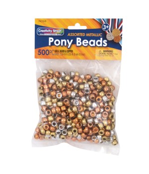 Pony Beads, Gold, Silver & Copper, 6 mm x 9 mm, 500 Count