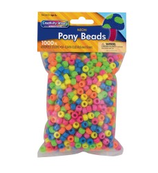 Pony Beads, Assorted Neon, 6 mm x 9 mm, 1000 Pieces