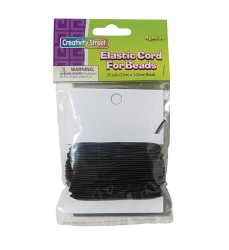 Elastic Cord, Black, 1.2 mm x 25 Yards, 25 Yards