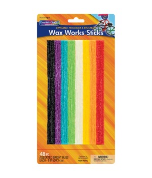 Wax Works® Sticks, Assorted Bright Hues, 8", 48 Pieces