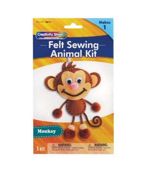 Felt Sewing Animal Kit, Monkey, 6.5" x 10.5" x 1", 1 Kit