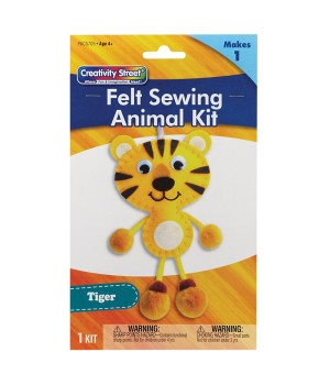 Felt Sewing Animal Kit, Tiger, 4.25" x 10.75" x 0.75", 1 Kit