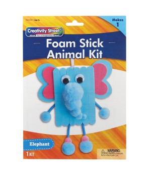 Foam Stick Animal Kit, Elephant, 7.75" x 11" x 1.25", 1 Kit