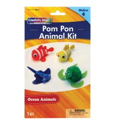 Pom Pon Animal Kit, Ocean Animals, Assorted Sizes, 1 Kit Makes 4 Animals