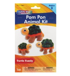 Pom Pon Animal Kit, Turtle Family, Assorted Sizes, 1 Kit Makes 3 Animals