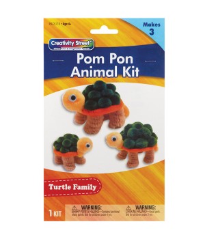 Pom Pon Animal Kit, Turtle Family, Assorted Sizes, 1 Kit Makes 3 Animals