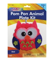 Pom Pon Animal Plate Kit, Owl, 7" x 8" x 1", 1 Kit