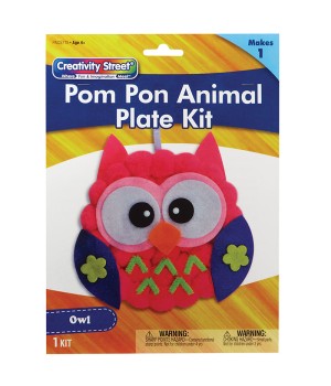 Pom Pon Animal Plate Kit, Owl, 7" x 8" x 1", 1 Kit