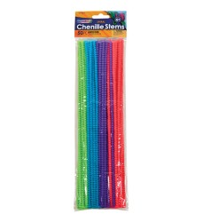 Spiral Chenille Stems, Assorted Colors, 12" x 6 mm, 50 Pieces
