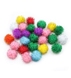 Glitter Pom Pons, Assorted Colors, 33 mm, 40 Pieces