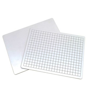 2-Sided Math Whiteboards, 1/2" Grid/Plain, Pack of 10