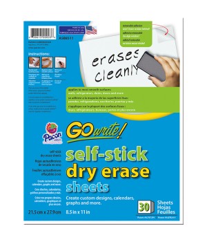 Dry Erase Sheets, Self-Adhesive, White, 8-1/2" x 11", 30 Sheets