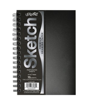 Poly Cover Sketch Book, Heavyweight, 9" x 6", 75 Sheets