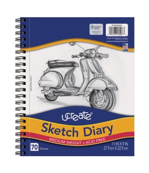 Sketch Diary, Medium Weight, 11" x 9", 70 Sheets