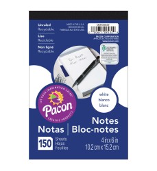 Note Pad, White, 4" x 6", 150 Sheets