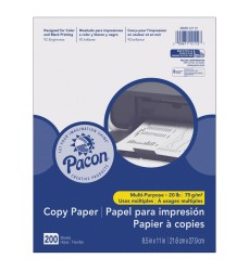 Multi-Purpose Paper, White, 20 lb., 8-1/2" x 11", 200 Sheets