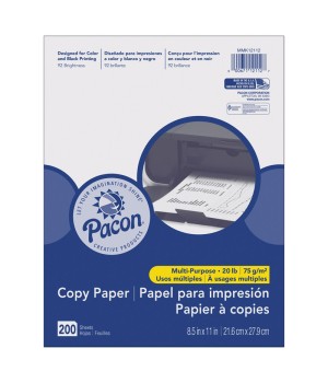 Multi-Purpose Paper, White, 20 lb., 8-1/2" x 11", 200 Sheets