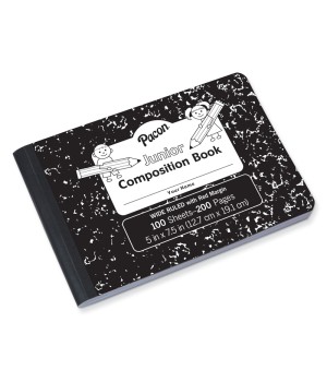 Junior Composition Book, Black Marble, 3/8" Ruled 5" x 7-1/2", 100 Sheets