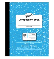 Composition Book, Grade 2, Blue Marble, 3/4" x 3/8" x 3/8" Ruled, 9-3/4" x 7-3/4", 24 Sheets
